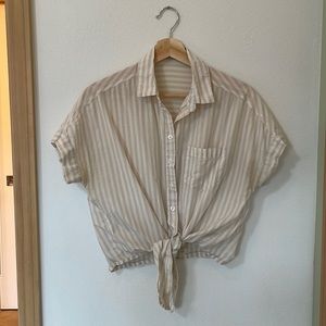 Dex size XS tie-front striped blouse